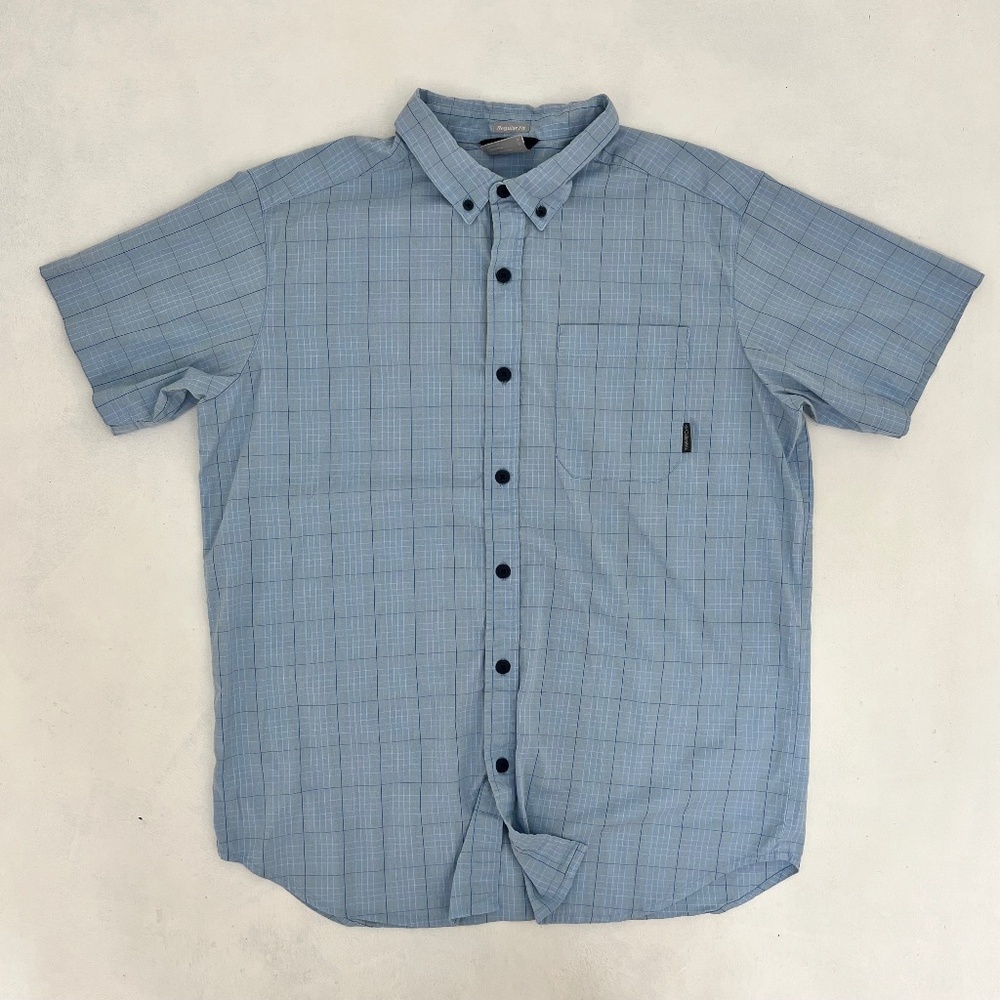 Columbia Mens Size L Button-Down Shirt Light Blue Regular-Fit Sportswear Plaid